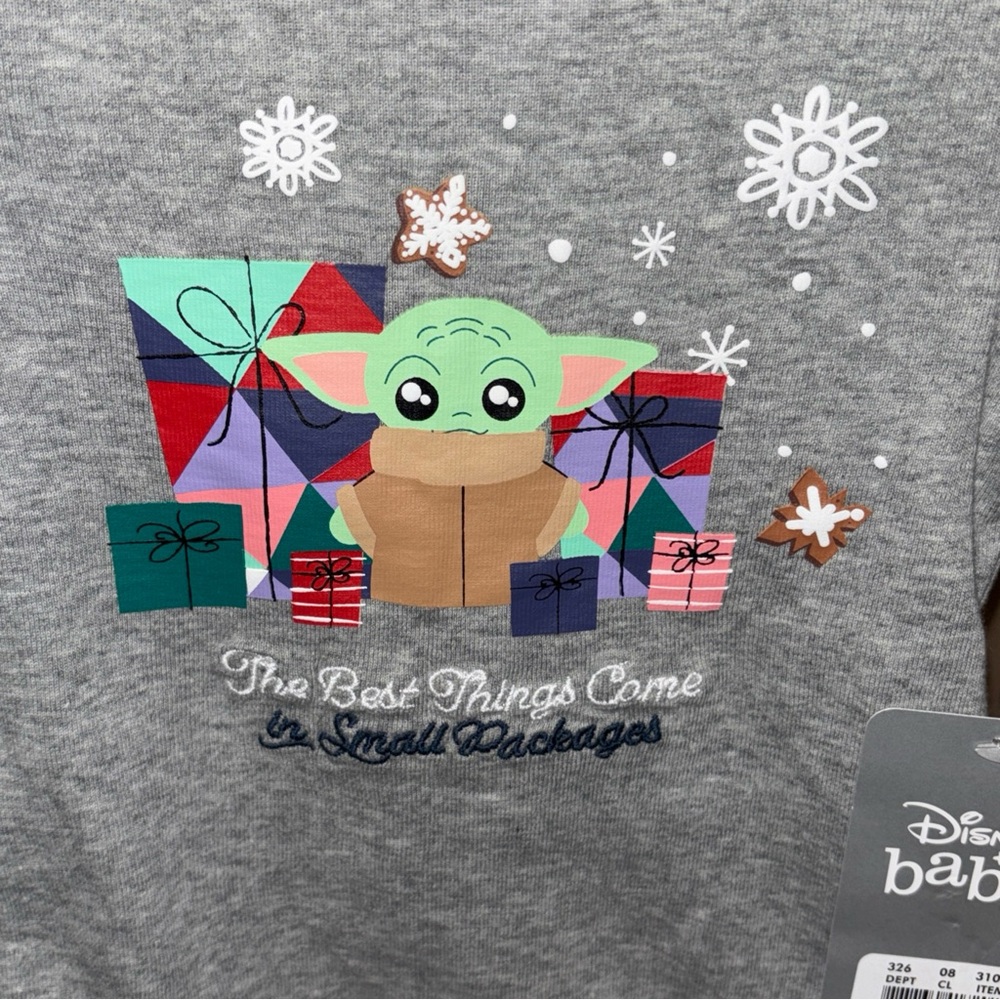 Disney Baby Gray Onesie with Colorful Accents Baby Yoda Adorable 6/9 months - Picture 2 of 9
